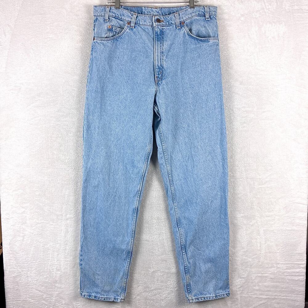 VTG Levis 550 Jeans Men 38x34 Light Wash Orange Tab Relaxed Taper Baggy 90s